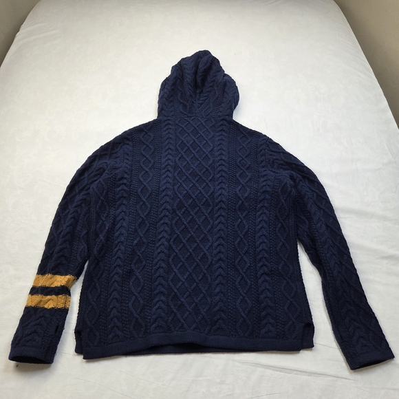Birdwell Beach Britches Navy Cable Knit Hooded Fisherman Sweater XS Woman/Unisex - Picture 13 of 13